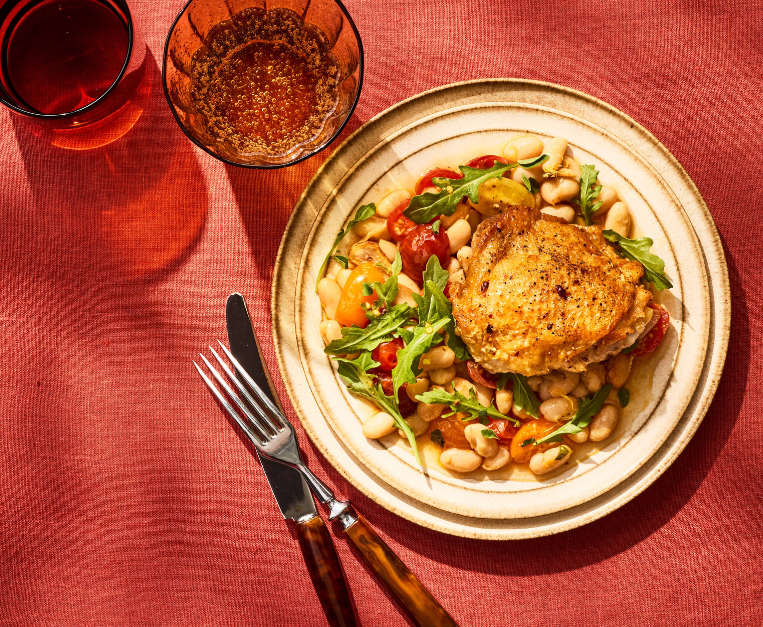 Cosce-di-pollo-croccanti-con-cannellini-al-limone
