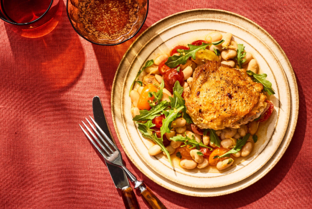 Cosce-di-pollo-croccanti-con-cannellini-al-limone