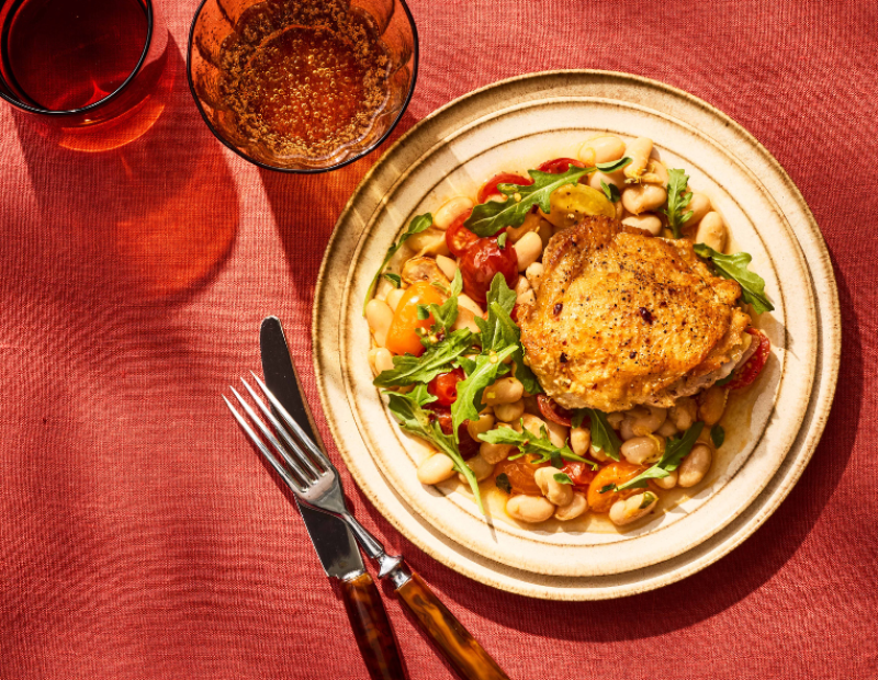 Cosce-di-pollo-croccanti-con-cannellini-al-limone