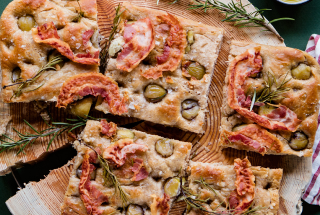 focaccia con castagne e bacon