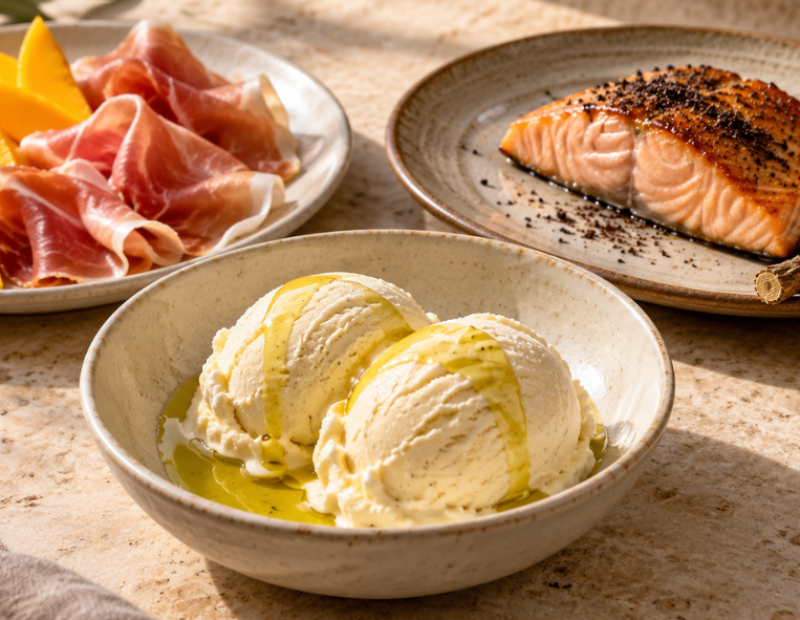 abbinamenti-insoliti-olio-gelato-liquirizia-salmone