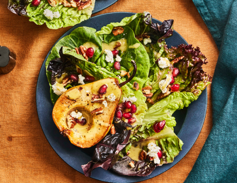 insalata-con-pere-arrosto-burro-nocciola-e-formaggio-di-capra